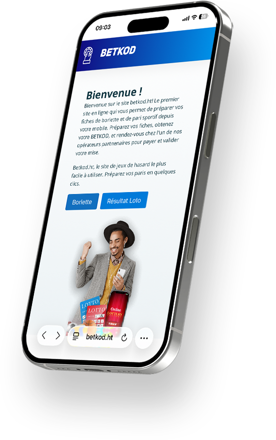 Application mobile BETKOD.HT sur smartphone